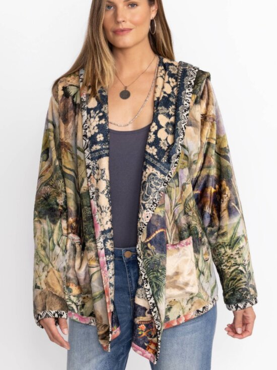 Johnny Was Jackets & Blazers - NWOT Johnny Was Joan Sherpa Jacket, Reversible, Rawi Scarf Print, XL